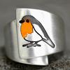 British Robin Enamel Ring, Old Bird Drop Glue Ring, Mori Literary Niche Animal Jewelry