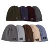 Herren Slouchy Strickmützen Gefütterte Warme Sport-Beanie Lässige Label-Deko Wintermützen