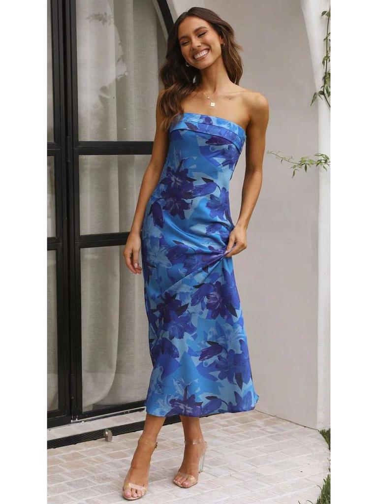 European & American 2025 Spring/Summer Satin Backless Tube Dress for Women.