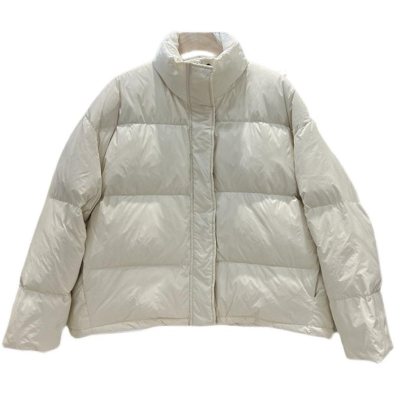 New down jacket women's thickened stand-up collar short white duck down bread jacket foreign style loose college style