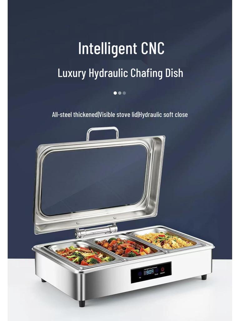 Stainless Steel Electric Buffet Chafing Dish - Smart Self-Service Warmer with Transparent Insulation for Hotel Breakfasts
