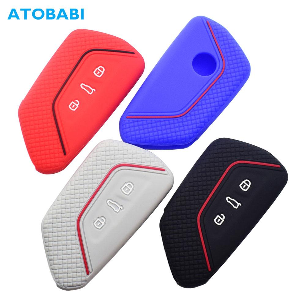 Silicone Car Key Cover Skin For Vw Volkswagen Golf 8 Mk8 Skoda Octavia A8 Seat Leon Mk4 Remote Fobs Protect Case