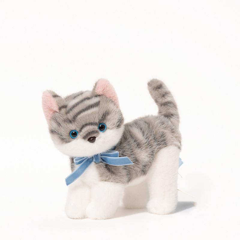 Bow Standing Adorable Cat Plush Toy For Children Birthday Present And Collection