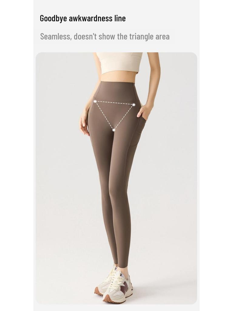 Women's Cloud Feeling Ice Silk Pocket Yoga Pants - Summer Slimming, Hip-Lifting, Sporty Outdoor Wear