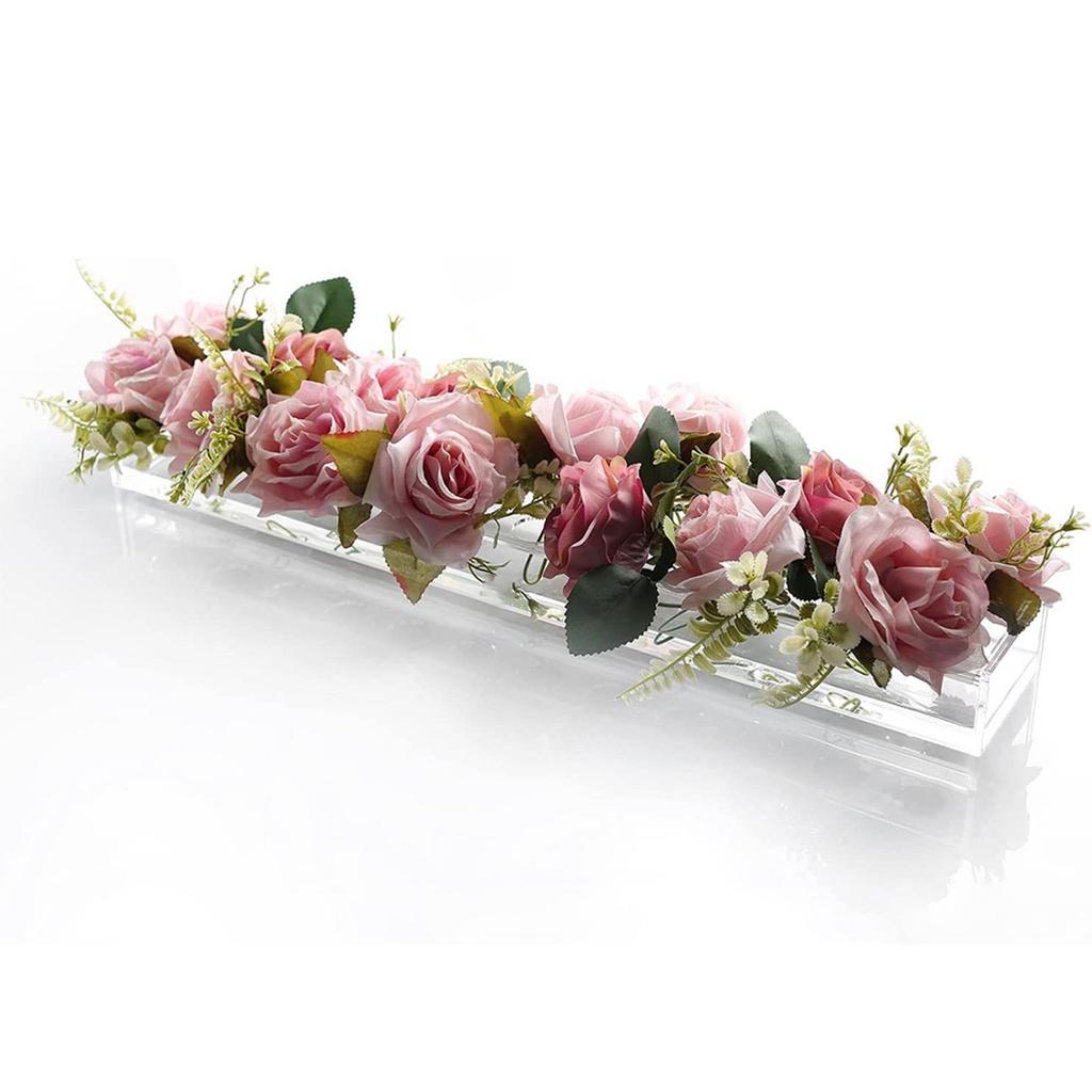 Rectangle Flower Vase Clear Acrylic Long Modern for Living Room Desktop