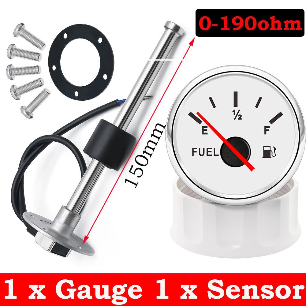 52MM Fuel Level Gauge with Fuel Level Sensor 150MM 200MM 250MM 0-190ohm Oil Liquid Tank Fuel Level Indicator