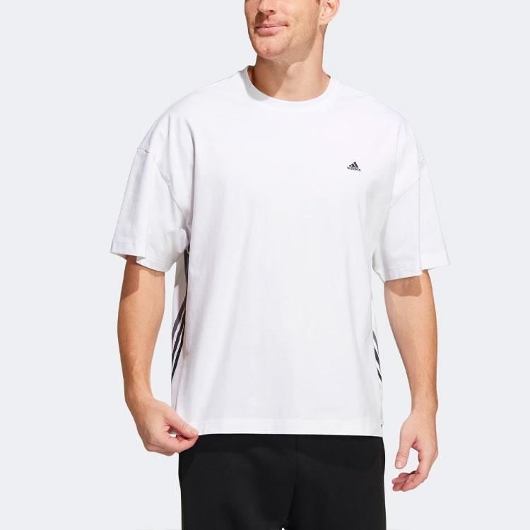 Adidas City Loose Fit Side Contrast Crew Neck Tee Men Tops White HC9972