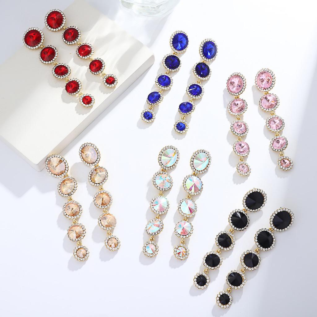Geometric Style Drop Earrings For Women Alloy Crystal Tassel Fashion Jewelry