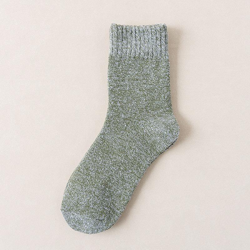 Men's Cotton & Wool Socks: Warm Winter Terry, Business Casual, Solid Color, Long Style