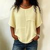 European and American New Medium-sleeved Wrinkled Cloth Splicing Top T-shirt Casual Women's Clothing