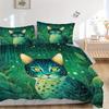 3pcs Forest Cat Bedding Set Down Comforter Cover and Pillowcases, Suitable for Guest Room Home Decoration All Seasons(No Insert) S0819053