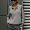 New Trend In Girls' Sweaters In Autumn And Winter, Versatile, Simple And Casual Polo Collar Lapel Pullover Knitted Sweater