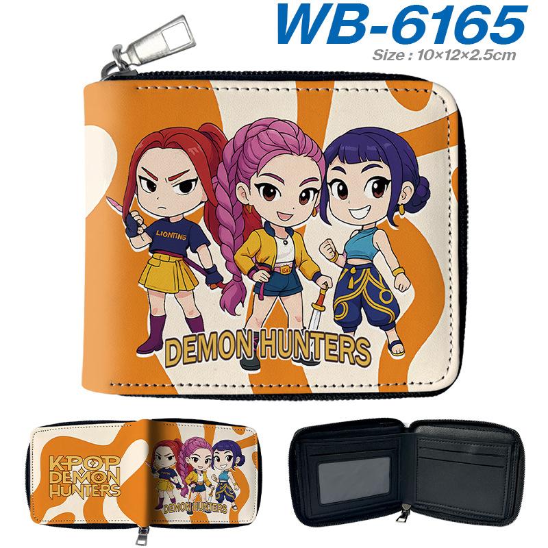 K-Pop Demon Hunters Short PU Zip Wallet Anime Card Holder Mini Coin Purse Black 1pcs
