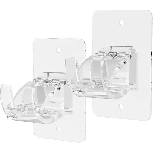 CIEMGNZOC 6-Pack Curtain Bracket Holders, Universal Self-Adhesive Wall Mounts, Fits 0.6'' to 1.5'' Rods, Black