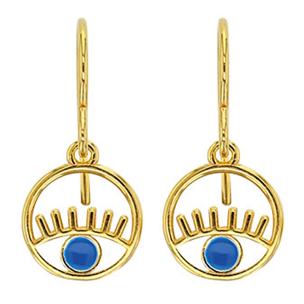 Les Trésors De Lily [R4938] - Boucles d'oreilles artisanales argent 'Arty' turquoise blanc doré - 10 mm (oeil)