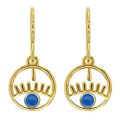[R4938] - Artisanal Silver Earrings 'Arty' Turquoise White Gold - 10 Mm (eye)