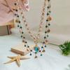 BLINGBAY Women's Pendant Necklace Blue Love Shell Original Design Double Layer Stacking Girl Princess Gold Charming Necklace Girl Birthday Gift