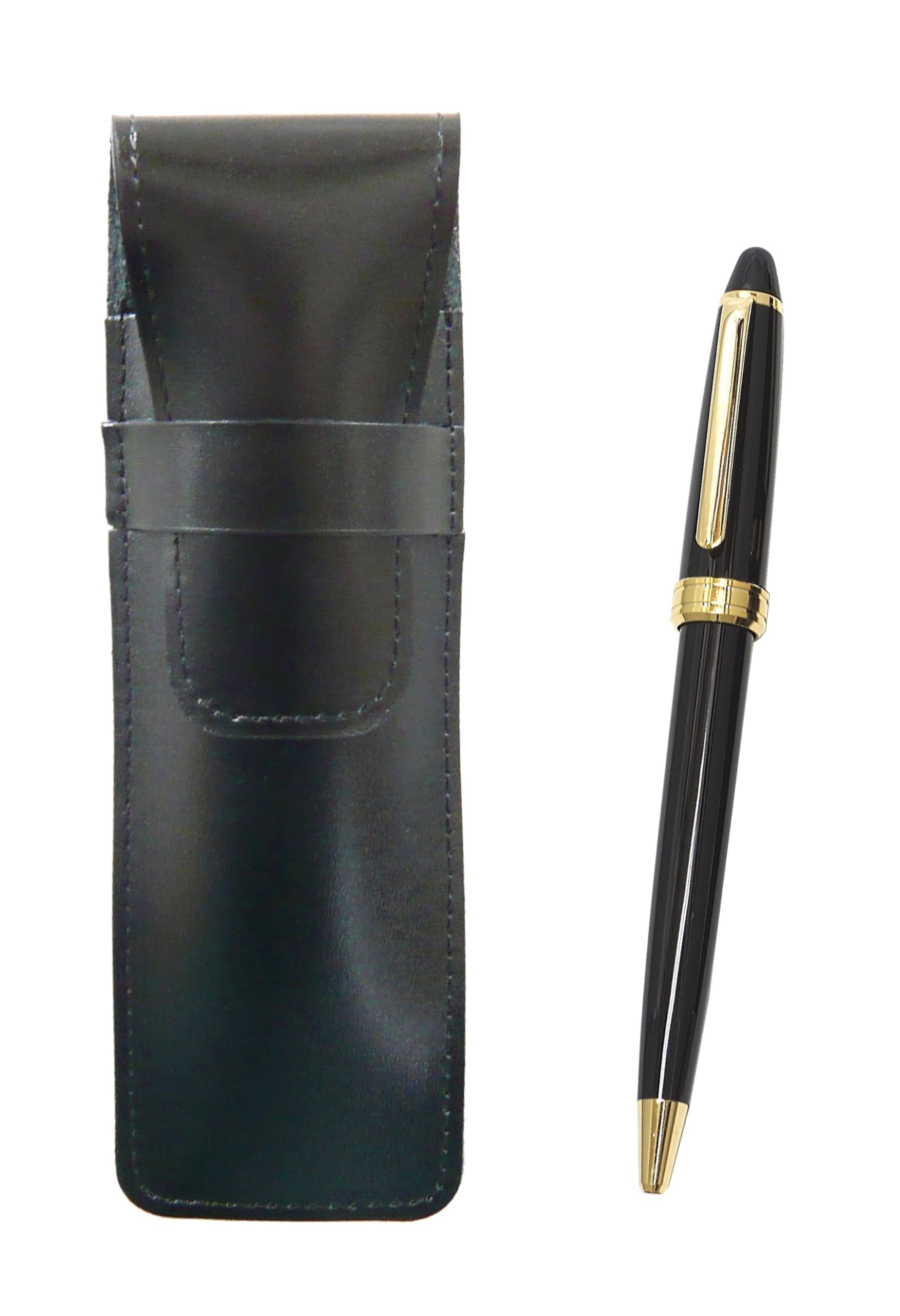 

Slim black leather pen case with Neo ballpoint pen set D-600 (black) ASB-600B-B