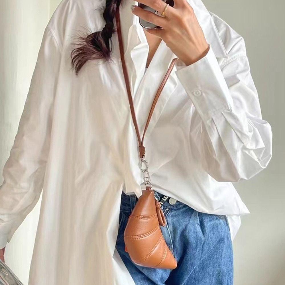 

PU Leather Hanging Neck Coin Purse Wallet PU Croissant Bag Ins Outdoor чёрный