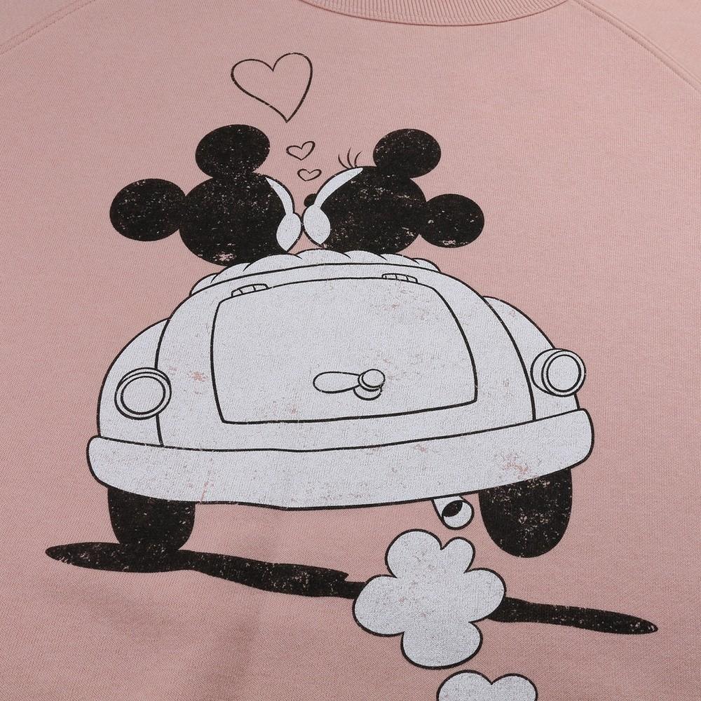 Disney Womens/Ladies Mickey & Minnie Mouse Hearts Crop Sweatshirt