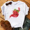 Maycaur Nové Kawaii Dámské Topy s Potiskem Ovoce Jahody Ležérní Dámské Krátkorukávové Streetwear Černé Trička Oversized s Kulatým Výstřihem