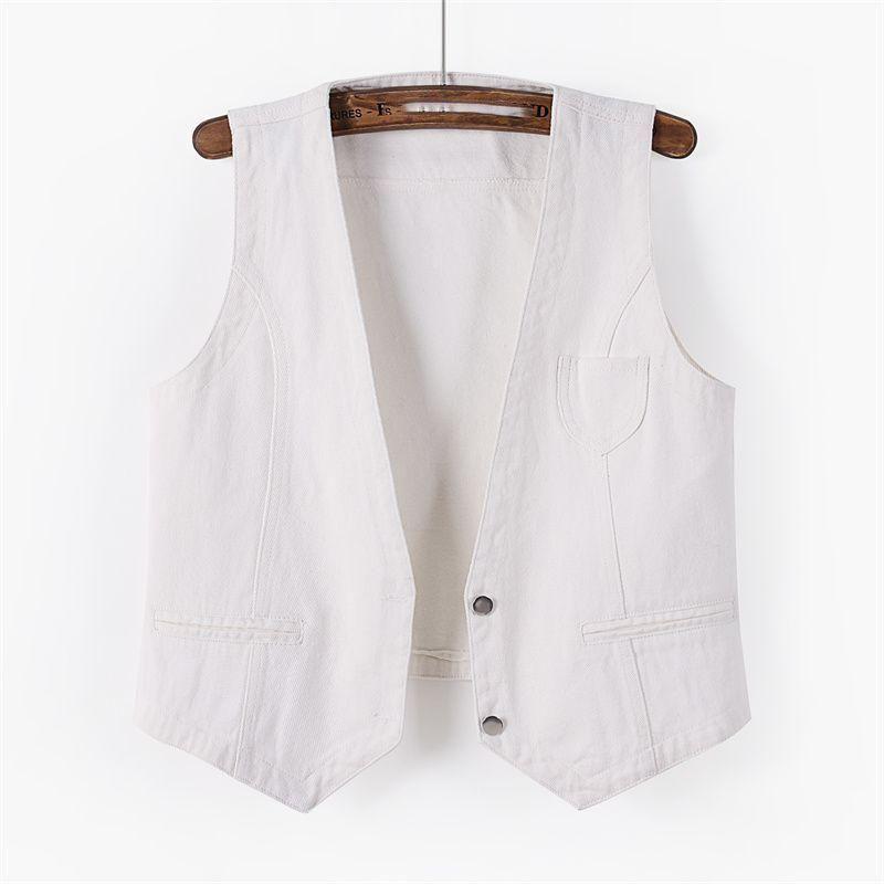 Fashion Denim Vest Female Streetwear V Neck Women Vest Summer Large Size Waistcoat Jeans Tops Sleevless Jacket Chaleco Mujer