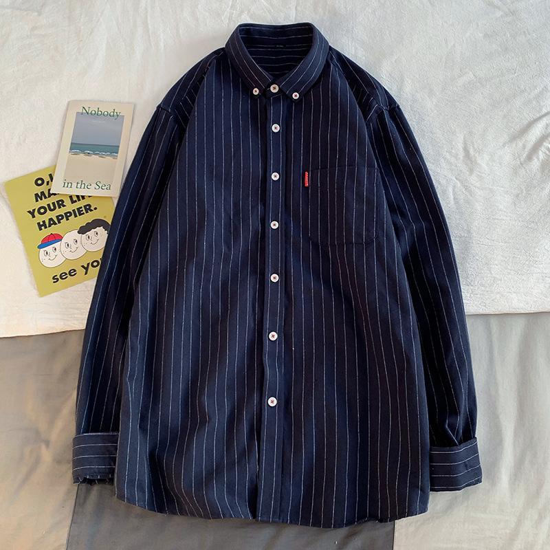 Men's Striped Shirt Men's Long Sleeve Autumn Slim-Fit Shirt