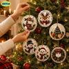 6 Stuks Houten Basis Houten Kerstversieringen Set Vintage Print Kerstboom DIY Knutselpakket Feest