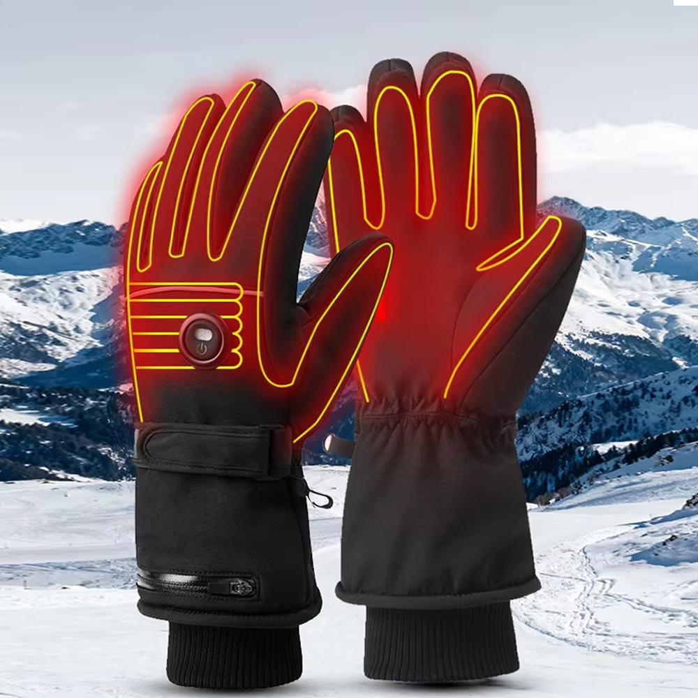 Men Women Cold Proof Water Proof Wrist Strap Heat Insulated Work Heating Gloves Outdoor Sports Heated Winter Ski Gloves Unisex