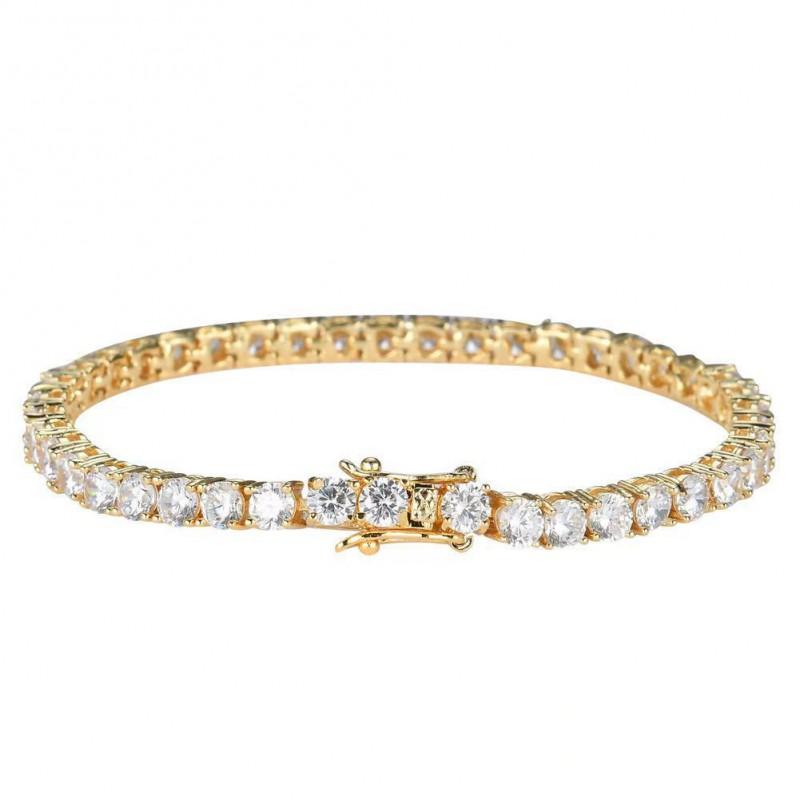 Stainless Steel Tennis Bracelet With Full Zirconia Crystals Minimalist Geometric Design Unisex Fashion Jewelry