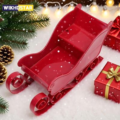 Christmas Sleigh Decor Classic Red Miniature Sled Ornament for Xmas Tree Hanging Holiday Home Decorations Merry Christmas Gift