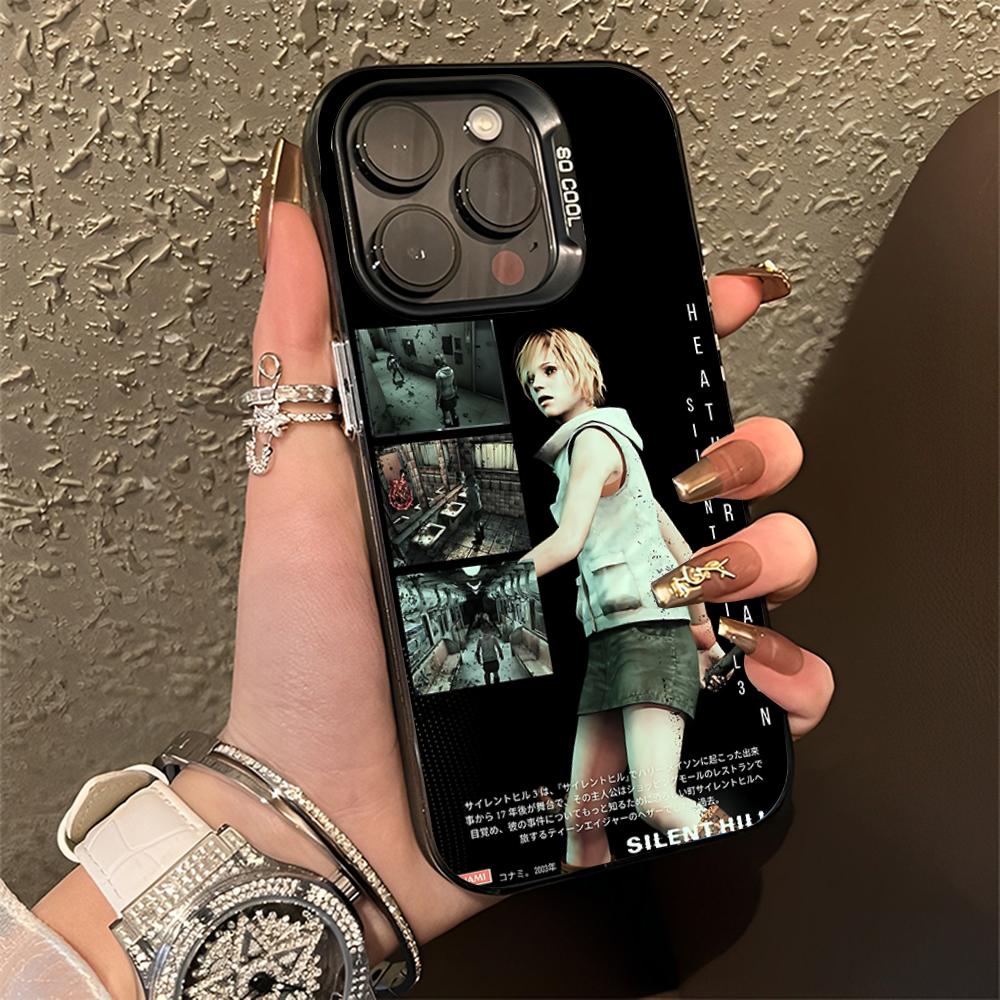 S-Silent Horror Hill Game Pouzdro na telefon Pro iPhone 16,15,14,13,12,11,Pro,Max,Plus,Mini,XS,SE Ochrana proti pádu Černé Matné Pevný Nárazník
