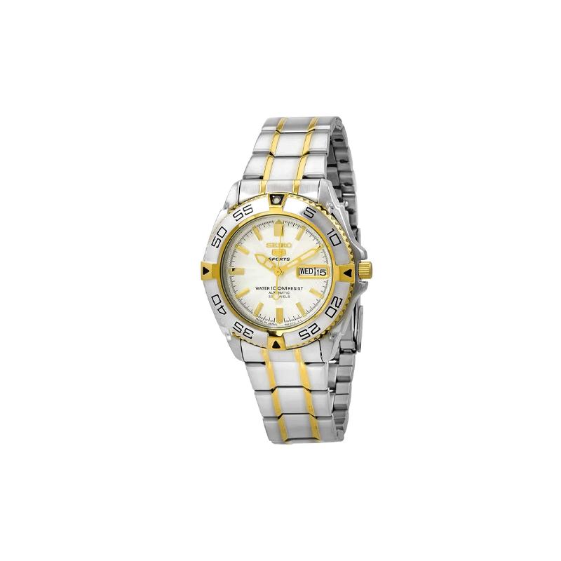 SEIKO 100 meters waterproof Automatic Steel Strap men s watch white dial SNZB24J1 белый