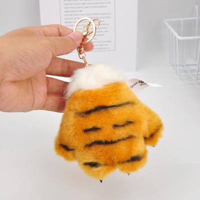 Cute Little White Tiger Claw Tiger Paw Doll Book Bag Pendant Keychain Doll Female Backpack Pendant Zoo Mall