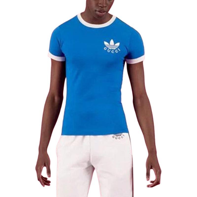 Gucci x adidas Trefoil Print T-Shirt 'Blue' Unisex 691637-XJEKL-4744