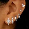 Set di 6 orecchini a cerchio Huggie in Cristallo Lucido per Donna Gioielli Trago Elica Borchie Cartilagine Farfalla Lotto di Piercing Lobe all'Ingrosso
