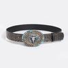 Retro Antique Quality High-end Heavy Industry Turquoise Carving Sheep Head Embroidered Embroidered Color Antique Fashionable Round Cake Belt