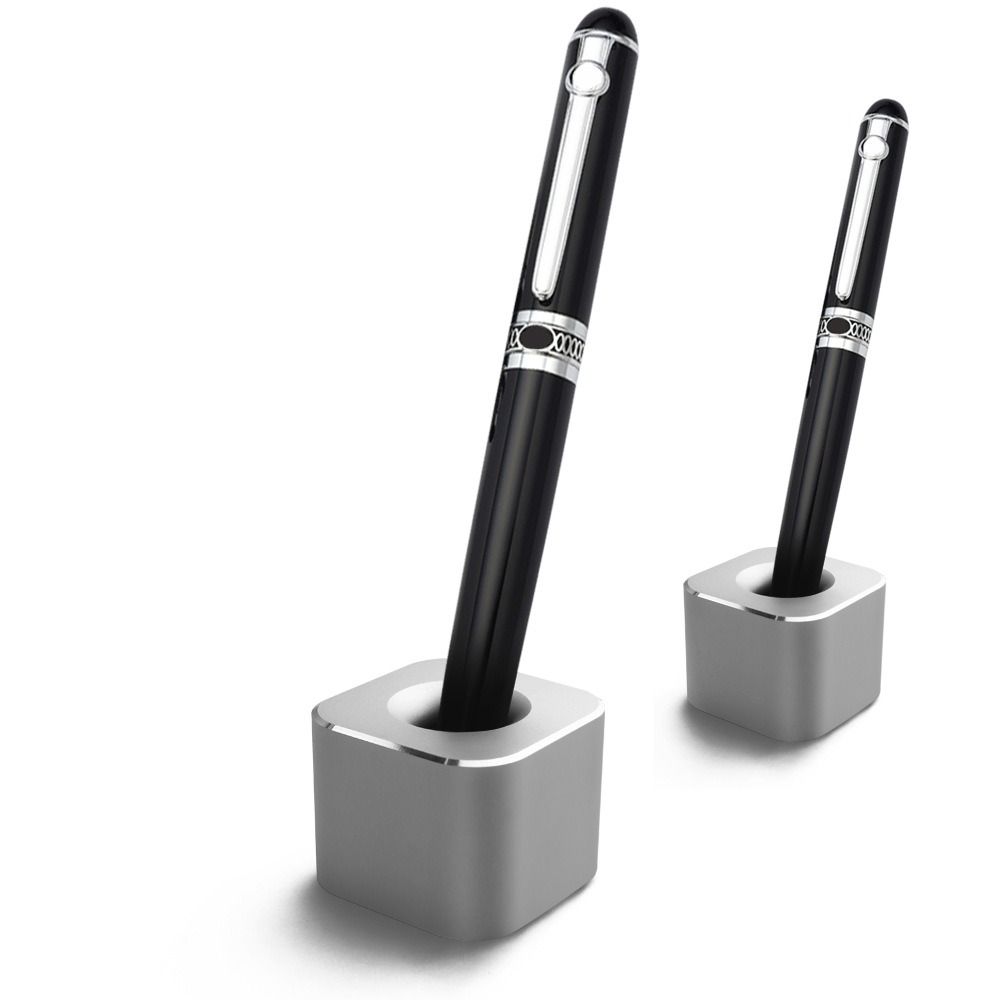 Creative Mini Aluminum Pen Holder office supplies Square Shape Metal Pen Stand Non-slip Pencil Slot