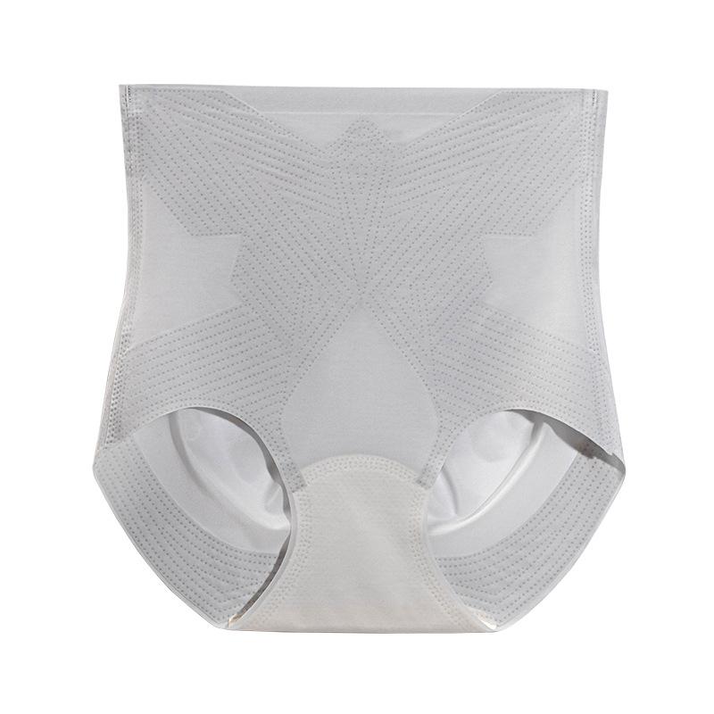 

Plus Size Female Summer Thin Ice Silk Pure Cotton Antibacterial High Waist Belly Lift Hip Briefs L серебряный серый