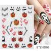 New nail art stickers embossed 5D three-dimensional Halloween cartoon bow ghost-shaped spider web nail stickers