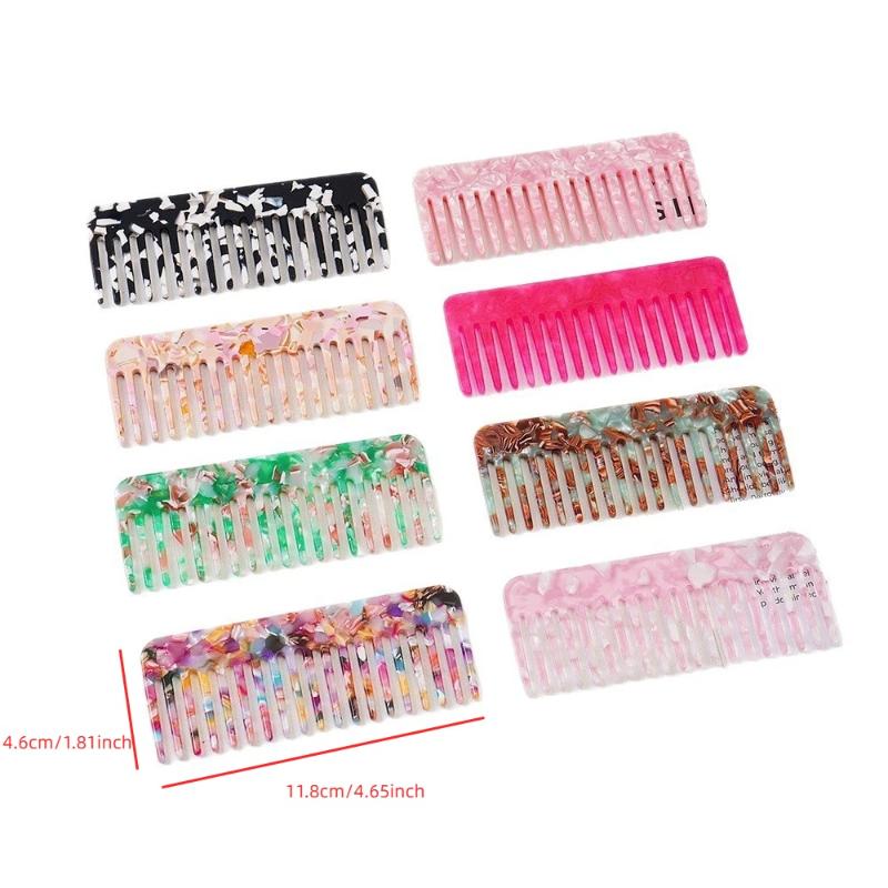 1Pcs Anti-Static Traveling Massage Hair Brush Wide Teeth Acetate Hair Combs Salon Styling Barber Colorful Hairdressing Comb