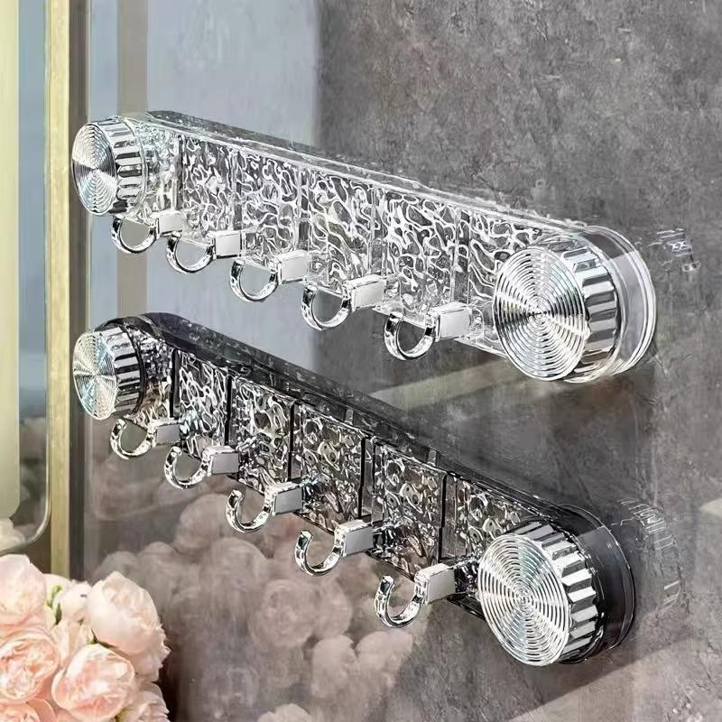 1PC rotating suction cup corrugated row hook light luxury non-punching door back coat hook bathroom kitchen strong load-bearing non-marking hanging