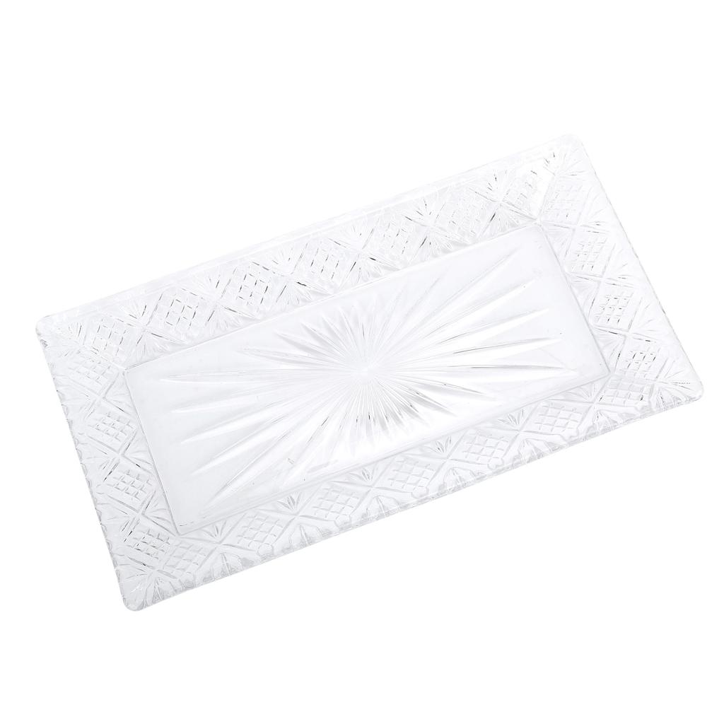Serving Tray Rectangle Glass Platter Elegant Ample Capacity Stable Pattern Serving Dish for Dinner P
