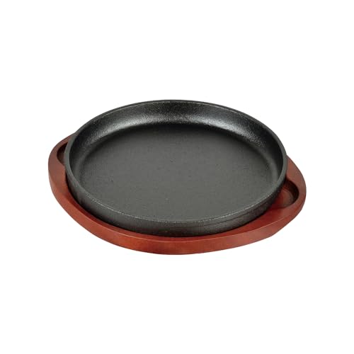 Pearl Metal Fried Rice Plate, 20cm, IH Compatible, Cast Iron with Wooden Plate, for Fried Rice and Egg Fried Rice, HC-284