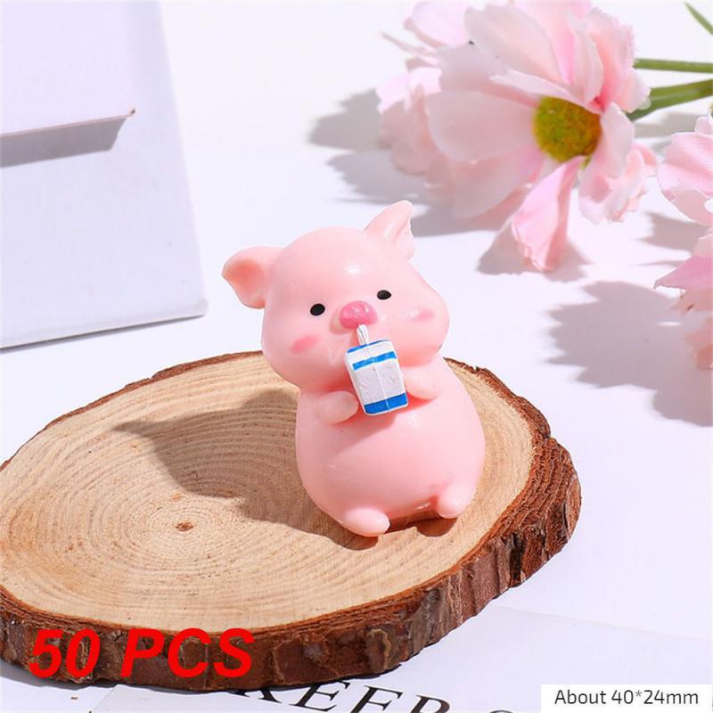 50/100PCS Cartoon Pig Decorations Resistant Piggy Doll Home Decor Crafts Resin Crafts High Temperature Resistance