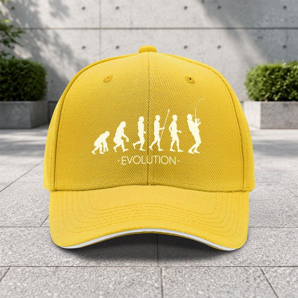 1pc Fishing Evolution Chart Adjustable Sandwich Baseball Cap Trendy Printed Craft Suitable For Outdoor Sports And Camping En