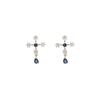 Women Faux Sapphire Rhinestone Alloy Cross Ear Stud Earrings Jewelry Gift