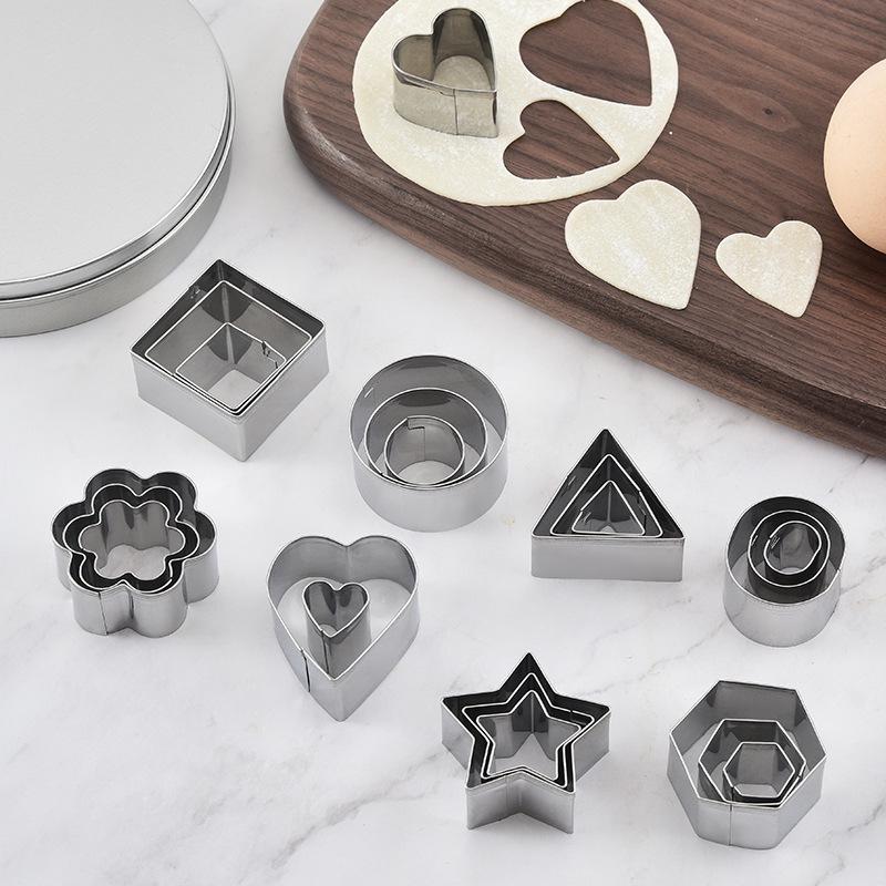 Stainless Steel Star & Heart Cookie, Cake, and Mousse Molds - Small Kitchen Tools 12.5*2.4 cm