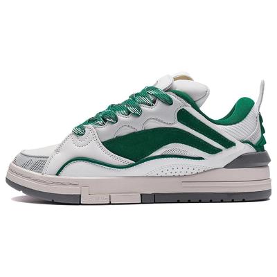 Li Ning We Wo Zapatillas de Skate Casuales Modernas Antideslizantes Resistentes al Desgaste de Caña Baja Mujer sneaker Blanco Verde AECS074-2