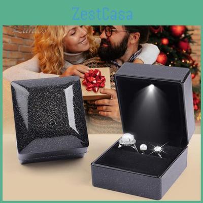 Jewelry Engagement Box Ring Container With Led Light Storage Magnet Design Compact Portable Jewelry Gift Box Wedding Party Supplies